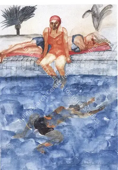 Nalini Malani (Artist), A Fiive Star Hotel, Bombay, 1985, Painting