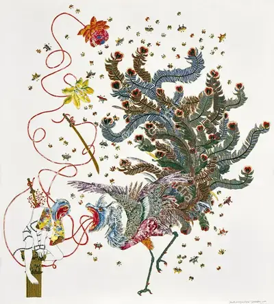 Shaw, Raqib (Artist). Death, Beauty and Justice IV, 2007 | Painting, AG.Mum/23.08.19, 2019 · Asta Guru