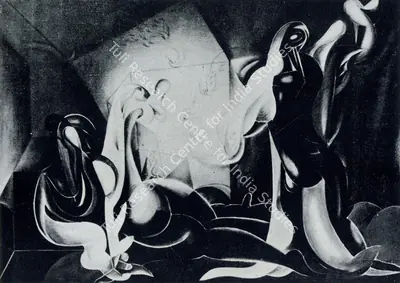 Manu Parekh (Artist), Man and Woman, 1974, Painting