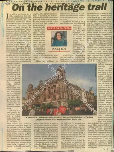 Dolly Roy (Reporter), On the Heritage Trail, 2003, Newspaper Clipping