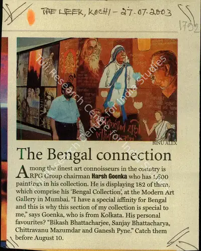 Binu Alex (Reporter), The Bengal connection, 2003, Newspaper Clipping