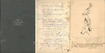 A.K. Haldar (Artist), This lot is a diary of an artist which has sketches inside, 1964, Drawing