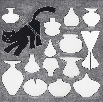 Jyotsna Bhatt (Artist), Pots and Cat, 1985, Painting