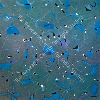 Balraj Khanna (Artist), Abstract Blue, White and Black, Painting