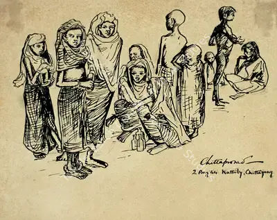 Chittaprosad (Artist), The Bengal Famine Series, 1944, Drawing