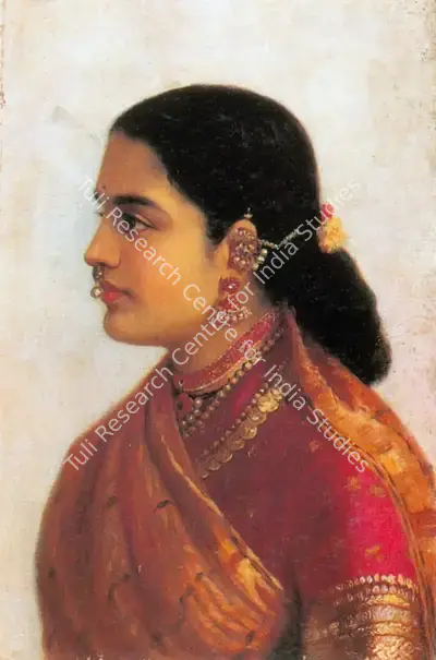 Raja Ravi Varma (Artist), Portrait of a Young Woman in Russet and Crimson Sari, Painting
