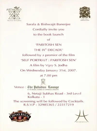 Paritosh Sen (Artist), Paritosh Sen, 2007, Solo Exhibition Invitation