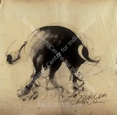 Sunil Das (Artist), Bull & Matador Series, 1962, Drawing
