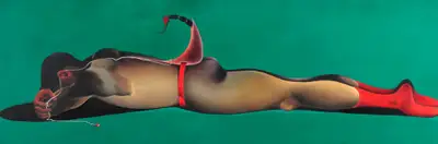 Surendran Nair (Artist), Dangerous Delusions-The Scorpion Act: An Actor Resting In-between The Performance Of An Imaginary Play, 1999, Painting