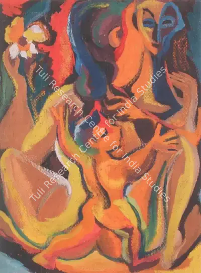 Chittaprosad (Artist), Mother and Child, 1950, Painting