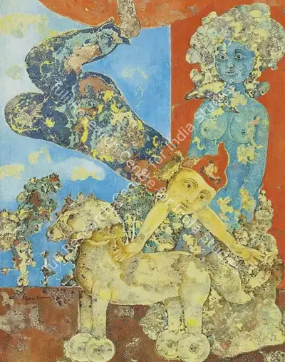 Sakti Burman (Artist), Acrobat, 1973, Painting