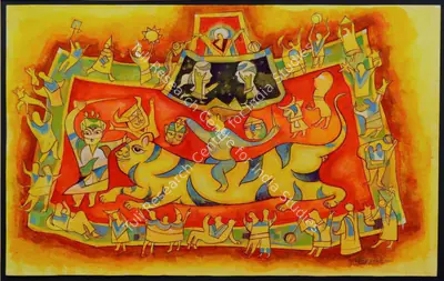 Jagdeep Smart (Artist), Yellow Tiger, 2001, Painting