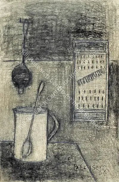 Akbar Padamsee (Artist), Still Life: Kitchen Utensils Series, 1956, Drawing