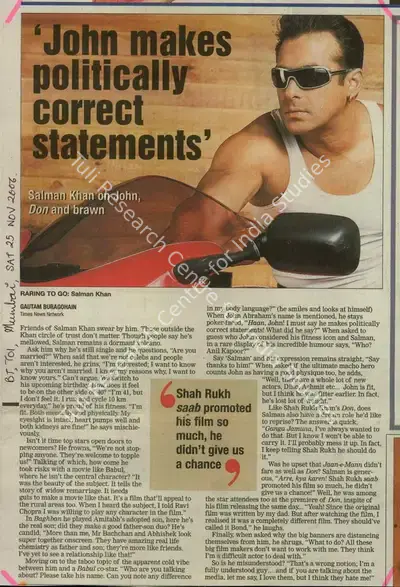 Gautam Buragohain (Reporter), John Makes Politically Correct Statements, 2006, Newspaper Clipping