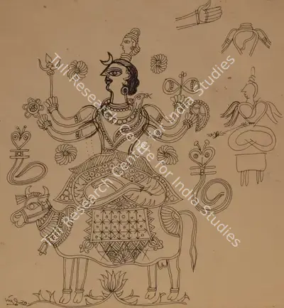 K. Laxma Goud (Artist), Untitled (Meditating Shiva With Nandi), 1970, Painting