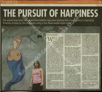 Vishwas Kulkarni (Reporter), The Pursuit of Hapiness, 2008, Newspaper Clipping
