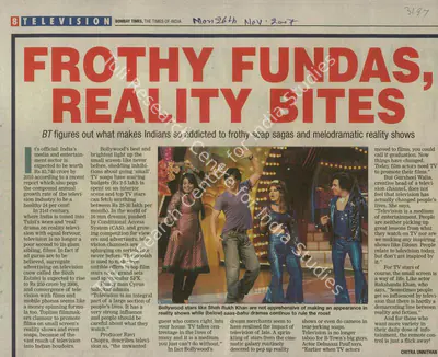 Chitra Unnithan (Reporter), Frothy Fundas, Reality Bites, 2007, Newspaper Clipping