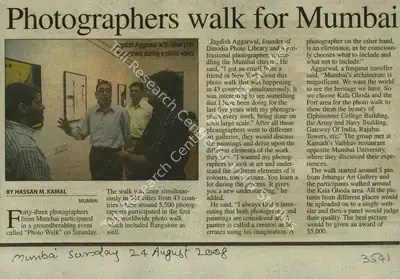 Hassan M. Kamal (Reporter), Photographers Walk for Mumbai, 2008, Newspaper Clipping