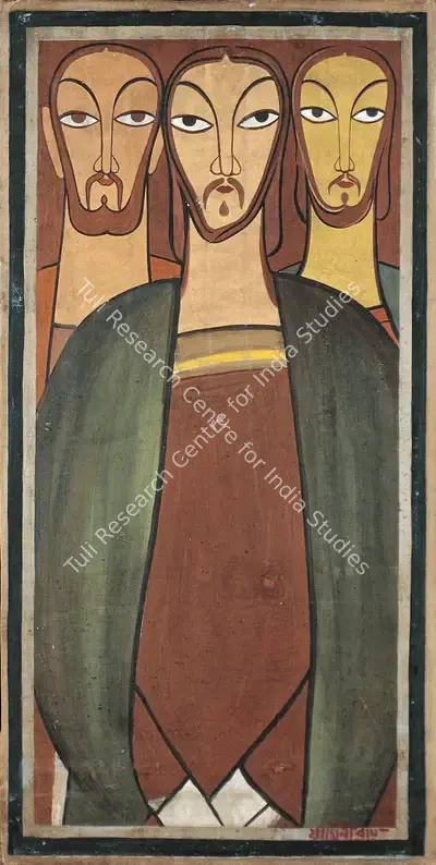 Jamini Roy (Artist), Christ With Two Disciples, 1945, Painting