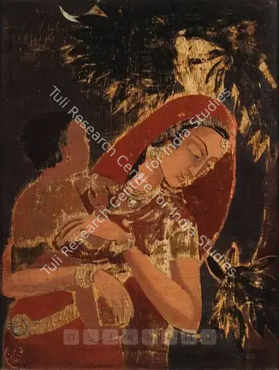 A.K. Haldar (Artist), Mother, Painting