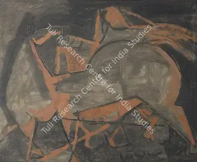 K.S. Kulkarni (Artist), Horses, 1955, Painting