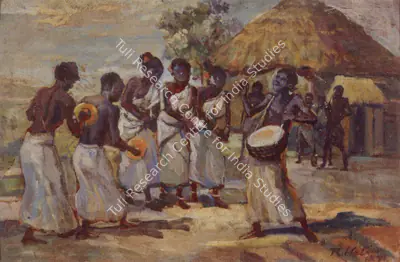 Rabin Haldar (Artist), Santhal Dancing, 1971, Painting