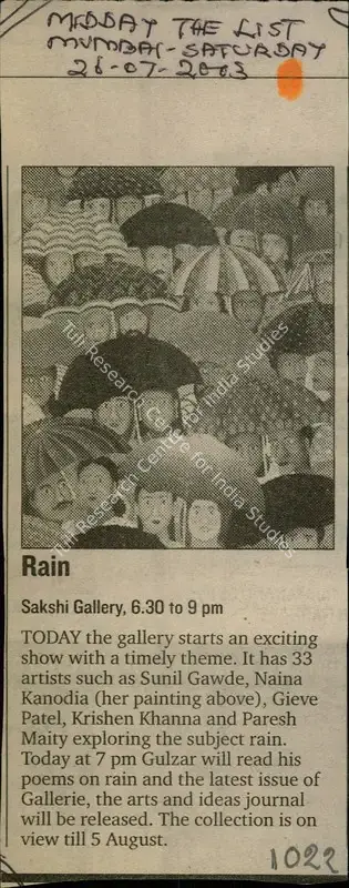 Rain, 2003, Newspaper Clipping
