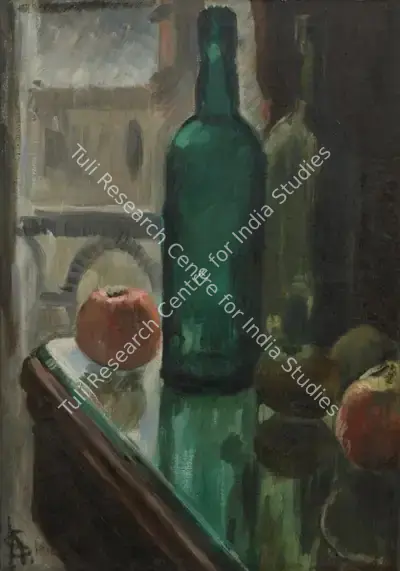 Amrita Sher-Gil (Artist), Still Life with Green Bottles and Apples, 1932, Painting