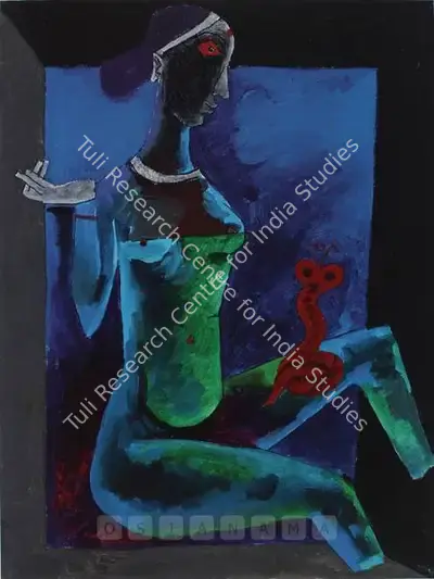 M.F. Husain (Artist), Cobra Girl, Painting