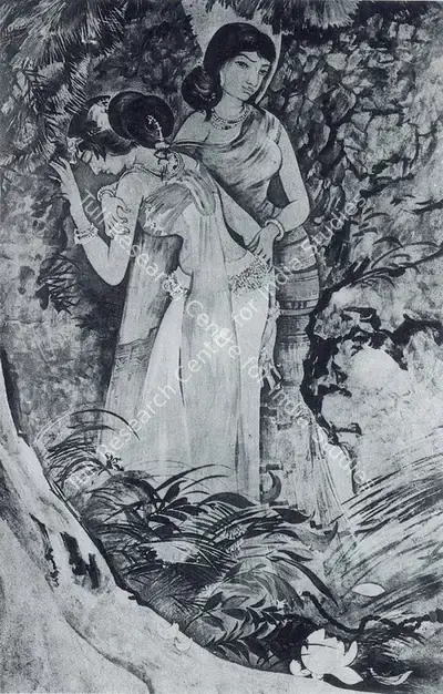 Nandalal Bose (Artist), The Grief of Uma, 1920, Painting