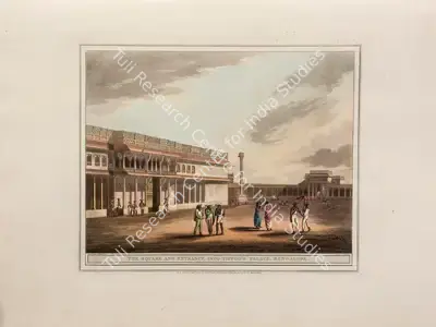 I.C. Stadler (Printmaker), The Square and entrance into Tippoo's Palace, Bangalore, 1804, Aquatint