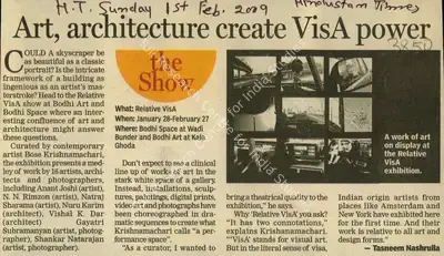 Tasneem Nashrulla (Reporter), Art, Architecture Create Vis A Power, 2009, Newspaper Clipping