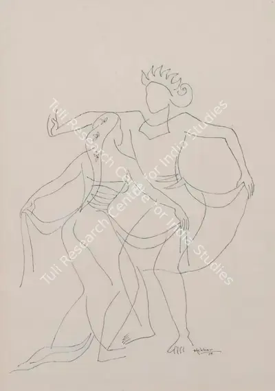 K.K. Hebbar (Artist), Untitled, 1958, Drawing