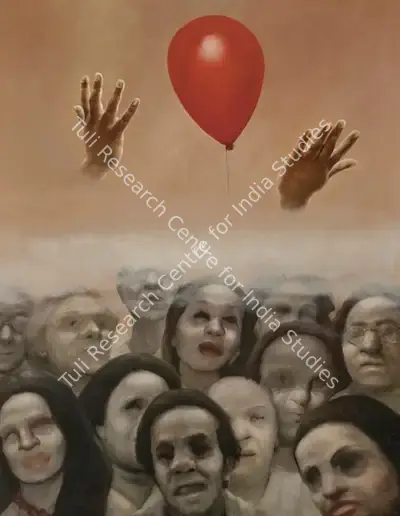 Bhattacharjee, Bikash (Artist). Untitled (Red Balloon), n.d. | Painting, Ch.NeY/23.03.22, 2022 · Christie's