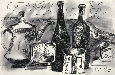 K.M. Adimoolam (Artist), Still Life With A Clock, 2006, Painting