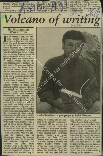 Mohammed Wajehuddin (Reporter), Volcano of Writing, 1998, Newspaper Clipping