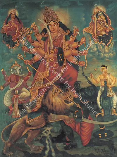 K.M. Khan (Artist), Mahisasura, 1912, Painting