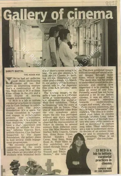 Shruti Badyal (Reporter), Gallery of Cinema, 2012, Newspaper Clipping
