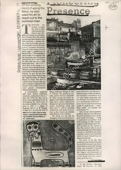 Anu Kumar (Reporter), Protecting Presence, 1998, Newspaper Clipping