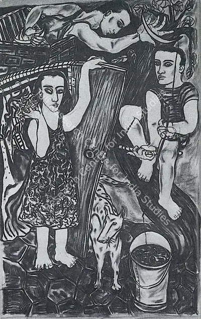 Rekha Rodwittiya (Artist), Only Dead Fish Flow With The Water, 1988, Painting