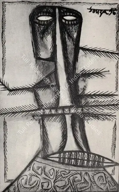 F.N. Souza (Artist), Elongated Head, 1956, Painting