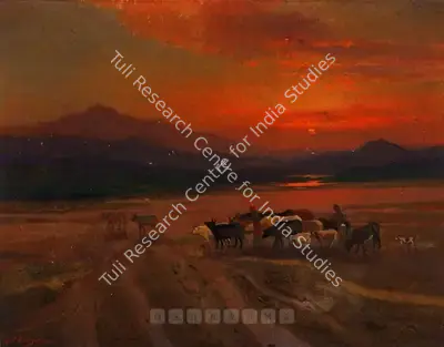 J.P. Gangooly (Artist), To The Village Kalikota, Painting