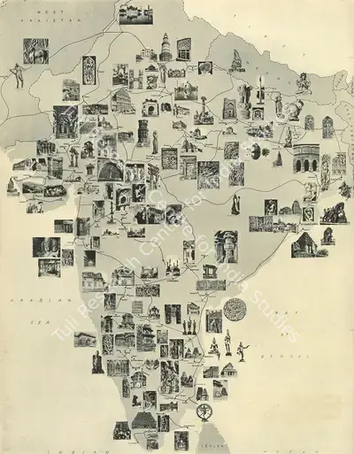 Unknown (Cartographer), Heritage Monuments and Sites in India, 1951, Map
