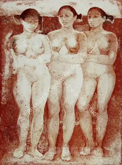 Jamil Naqsh (Artist), Untitled (Three Nudes), 1996, Painting