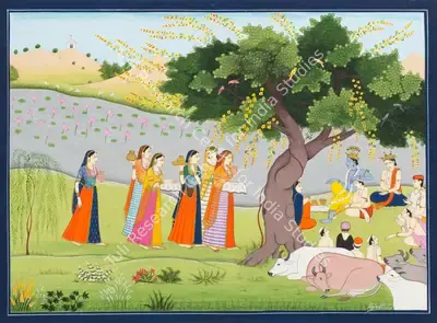 Rajeev&nbsp;Kumar (Artist), Untitled (Krishna with Gopis), Painting