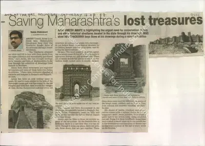 Sujata Chakrabarti (Reporter), Saving Maharashtra's lost Treasures, 2008, Newspaper Clipping