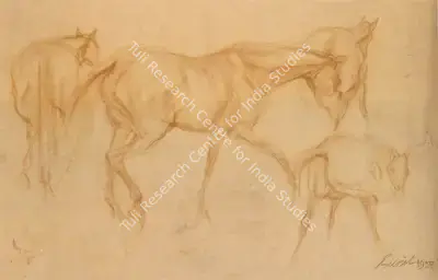 Sunil Das (Artist), Friends 2, 1958, Drawing