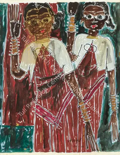 Laxman&nbsp;Pai (Artist), Untitled (Two Women), 1954, Painting