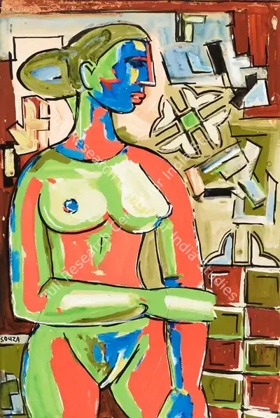 F.N. Souza (Artist), Untitled (Standing Nude), 1950, Painting