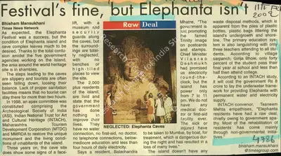 Bhisham Mansukhani (Reporter), Festival's Fine, but Elephanta Isn't, 2002, Newspaper Clipping